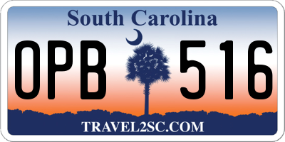 SC license plate OPB516