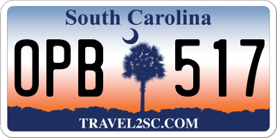SC license plate OPB517