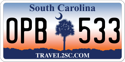 SC license plate OPB533