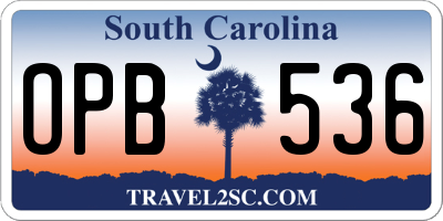 SC license plate OPB536