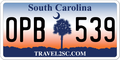 SC license plate OPB539