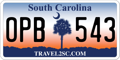 SC license plate OPB543