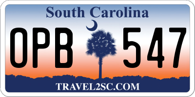 SC license plate OPB547