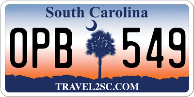 SC license plate OPB549