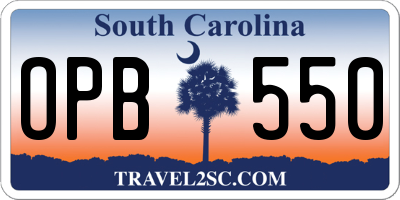 SC license plate OPB550