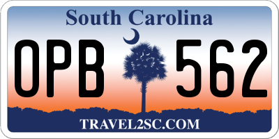 SC license plate OPB562