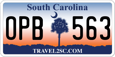 SC license plate OPB563