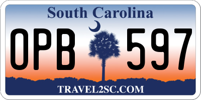 SC license plate OPB597