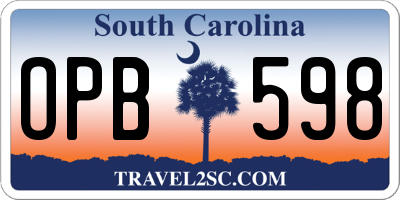 SC license plate OPB598