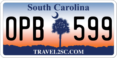 SC license plate OPB599