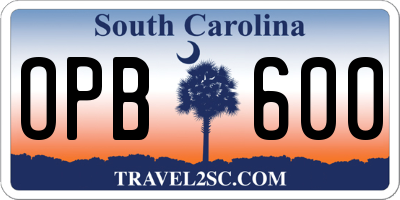 SC license plate OPB600