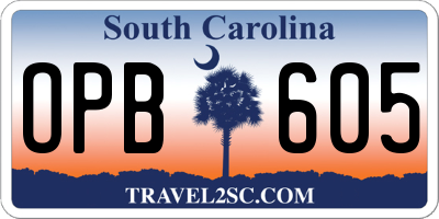 SC license plate OPB605
