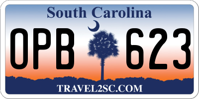 SC license plate OPB623