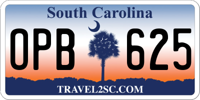SC license plate OPB625