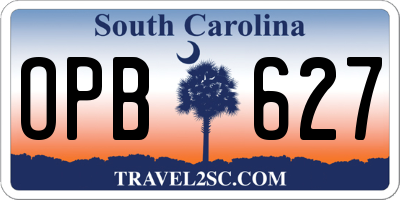 SC license plate OPB627