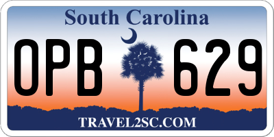 SC license plate OPB629
