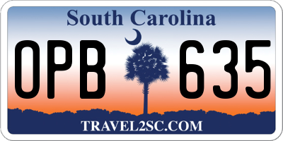 SC license plate OPB635