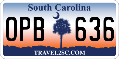 SC license plate OPB636