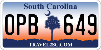 SC license plate OPB649