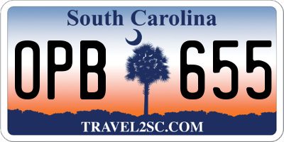 SC license plate OPB655