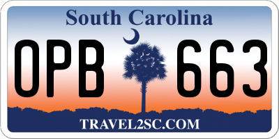 SC license plate OPB663