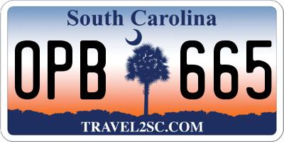 SC license plate OPB665