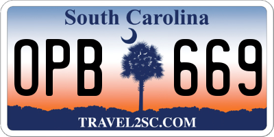 SC license plate OPB669