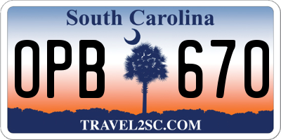 SC license plate OPB670