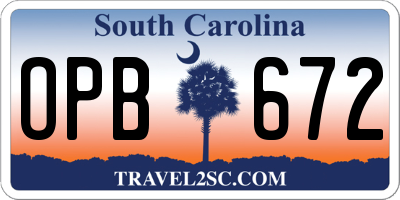 SC license plate OPB672