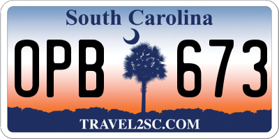 SC license plate OPB673