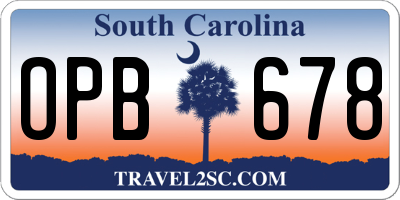SC license plate OPB678