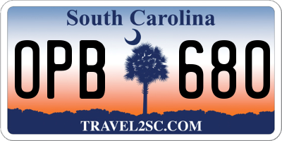 SC license plate OPB680