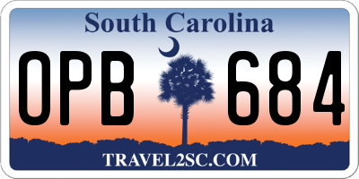 SC license plate OPB684