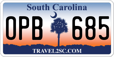 SC license plate OPB685