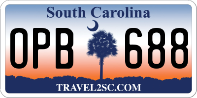 SC license plate OPB688