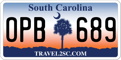 SC license plate OPB689