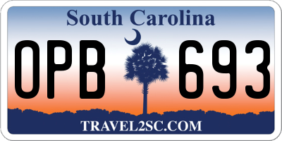 SC license plate OPB693