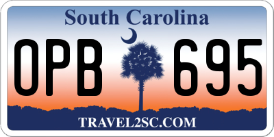 SC license plate OPB695