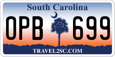 SC license plate OPB699