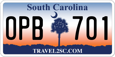 SC license plate OPB701