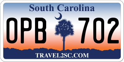 SC license plate OPB702