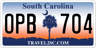 SC license plate OPB704