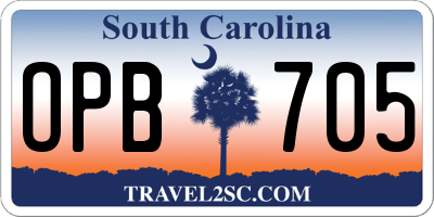 SC license plate OPB705