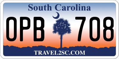 SC license plate OPB708