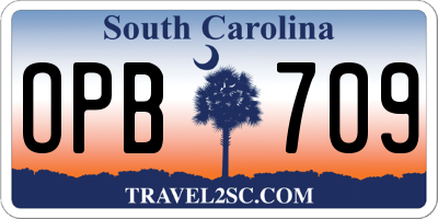 SC license plate OPB709