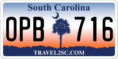 SC license plate OPB716