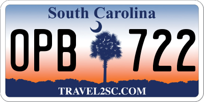 SC license plate OPB722