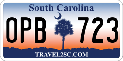 SC license plate OPB723