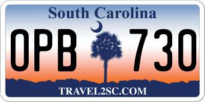 SC license plate OPB730