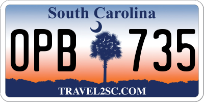 SC license plate OPB735
